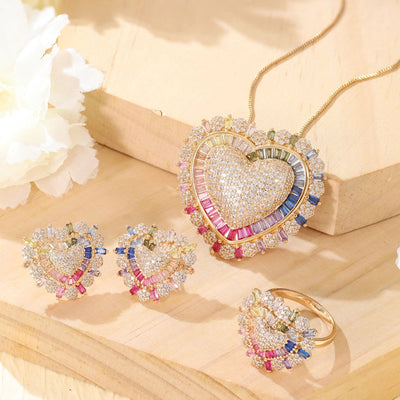 Copper Plating Heart Shape Jewelry Set