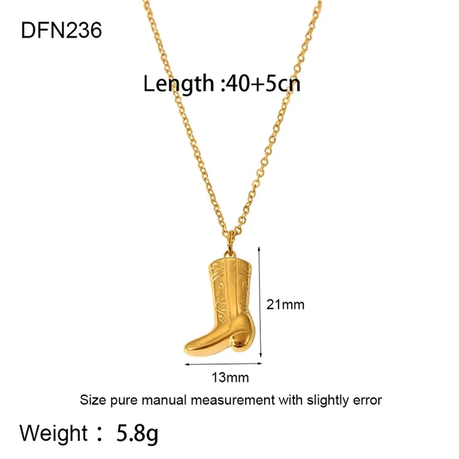 Jewelry IG Style French Style Boots 304 Stainless Steel 18K Gold Plated Plating Earrings Necklace