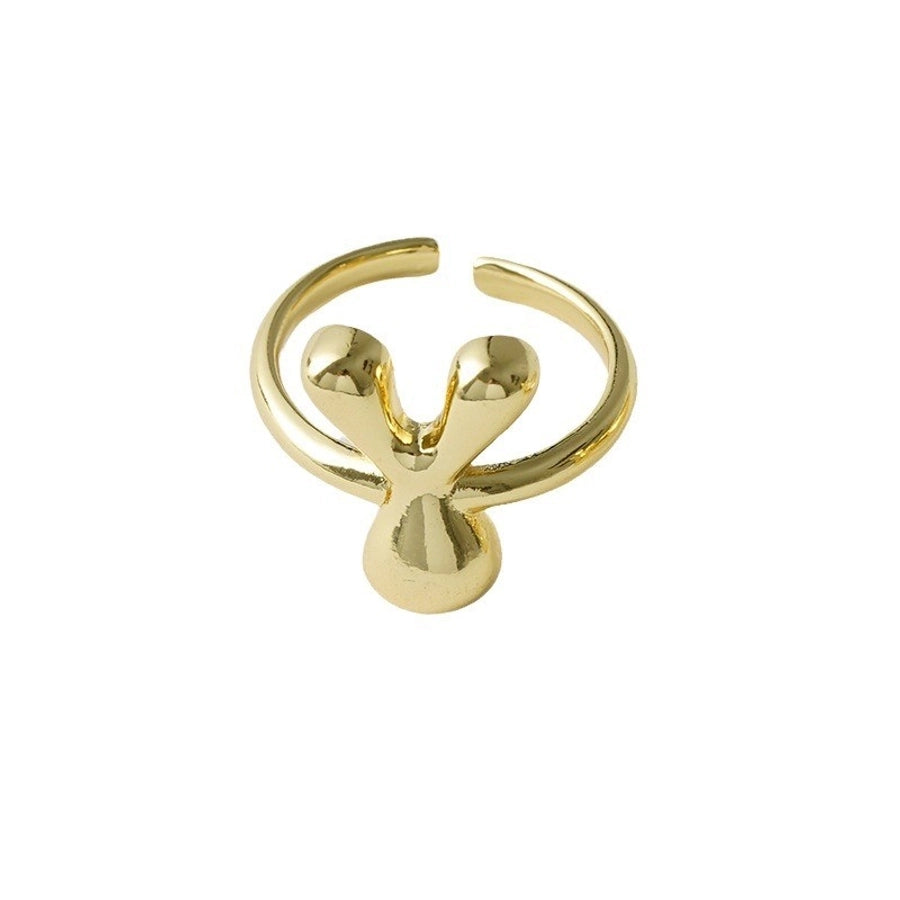 Copper Brass 18K Gold Plated Letter Open Rings