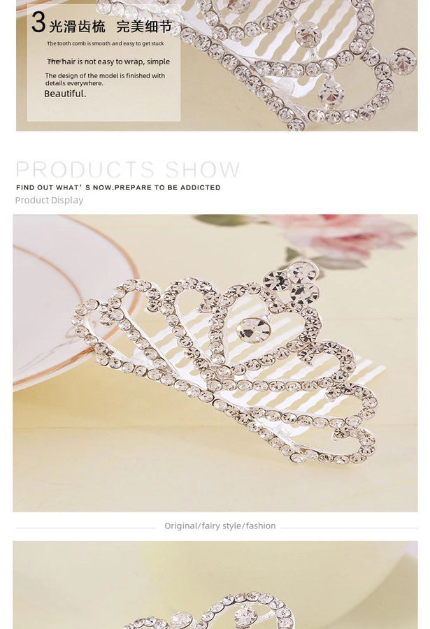 Korean style rhinestone children's crown comb hair accessories girls' performance dance performance girls' birthday gift