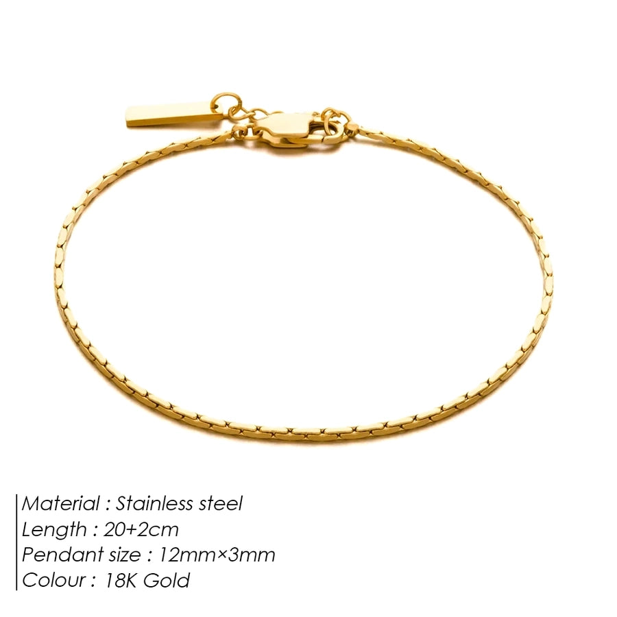 Vacation Simple Style Classic Style Solid Color 304 Stainless Steel 18K Gold Plated White Gold Plated Bracelets In Bulk