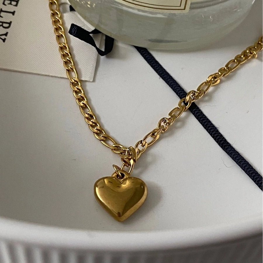 Jewelry Simple Style Classic Style Heart Shape Titanium Steel Plating Pendant Necklace