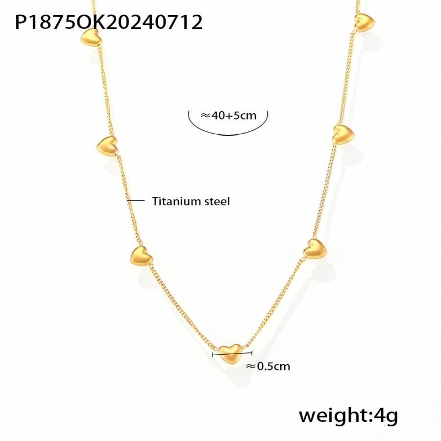 Jewelry Casual Beach Simple Style Heart Shape Titanium Steel Necklace