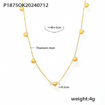 Jewelry Casual Beach Simple Style Heart Shape Titanium Steel Necklace