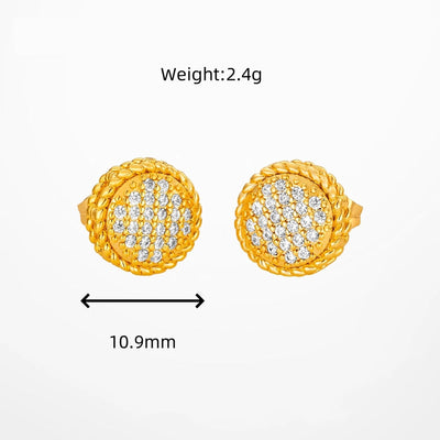 1 Pair Hip-Hop Retro Round Plating Inlay Copper Zircon Ear Studs