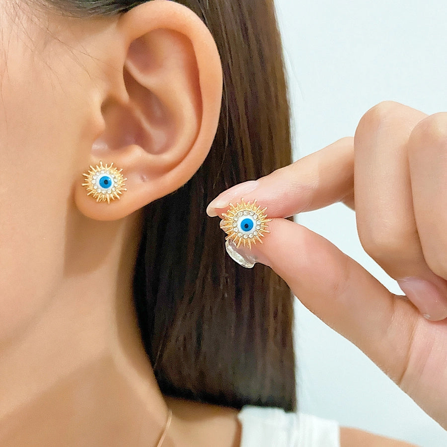 new sun jewelry suit women's  style blue eyes diamond necklace earrings Devil's Eye suit