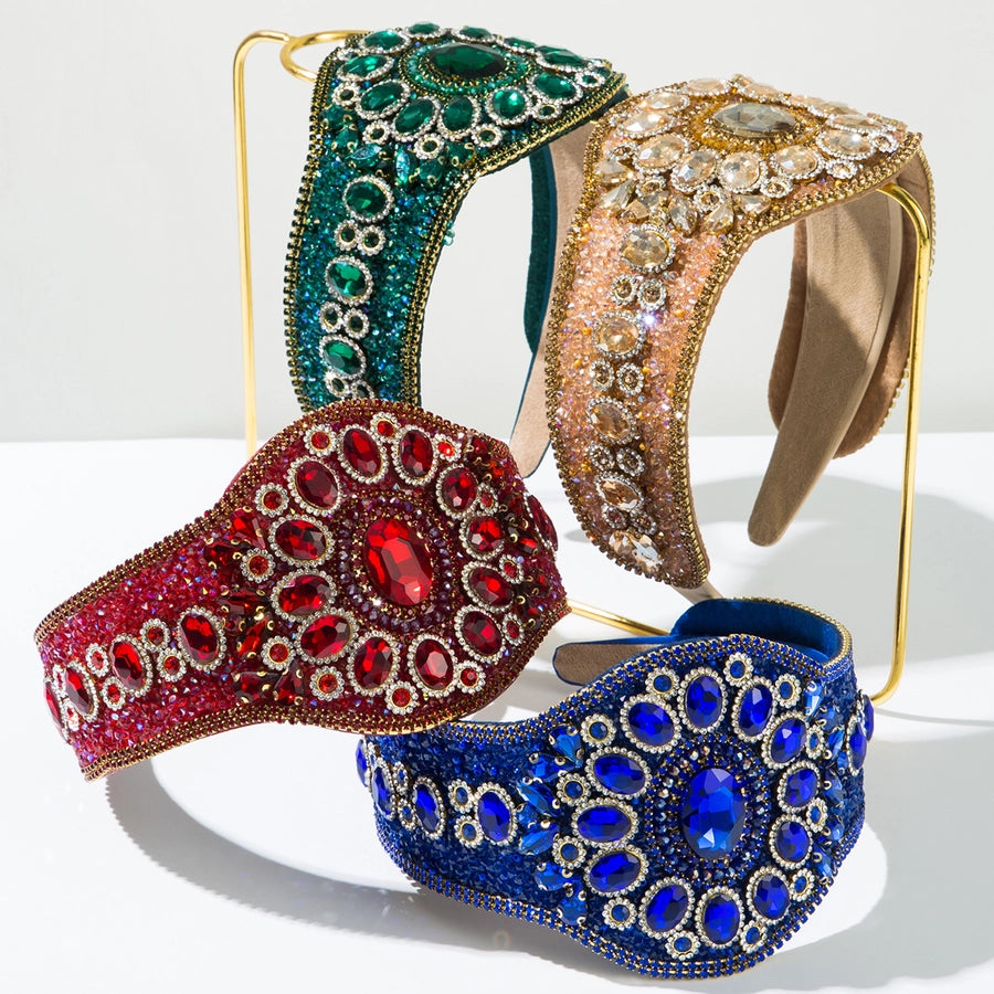 Women's Elegant Vintage Style Luxurious Round Alloy Cloth Glass Inlay Glass Hair Band