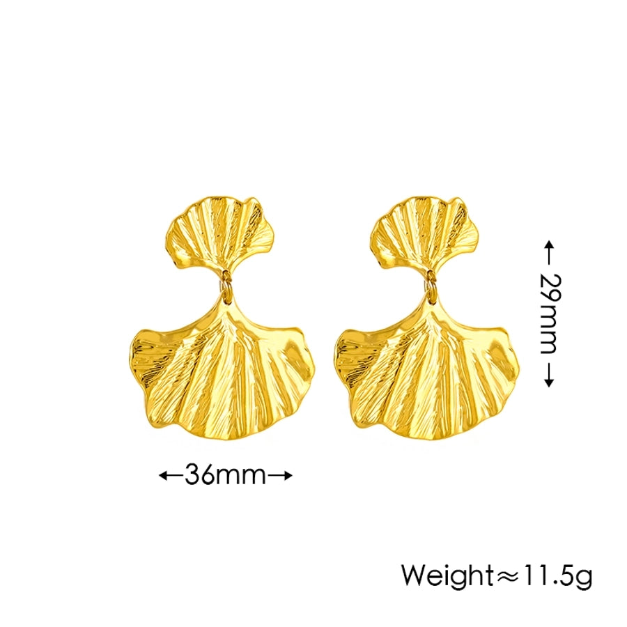 1 Pair Vintage Style Simple Style Classic Style Ginkgo Leaf Plating 304 Stainless Steel 18K Gold Plated Drop Earrings