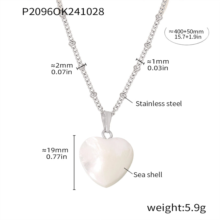 Jewelry Elegant Heart Shape 304 Stainless Steel Shell 18K Gold Plated Plating Pendant Necklace