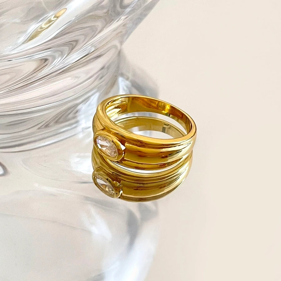 Jewelry Casual Vintage Style Classic Style Hexagram Round Copper Zircon K Gold Plated Rings