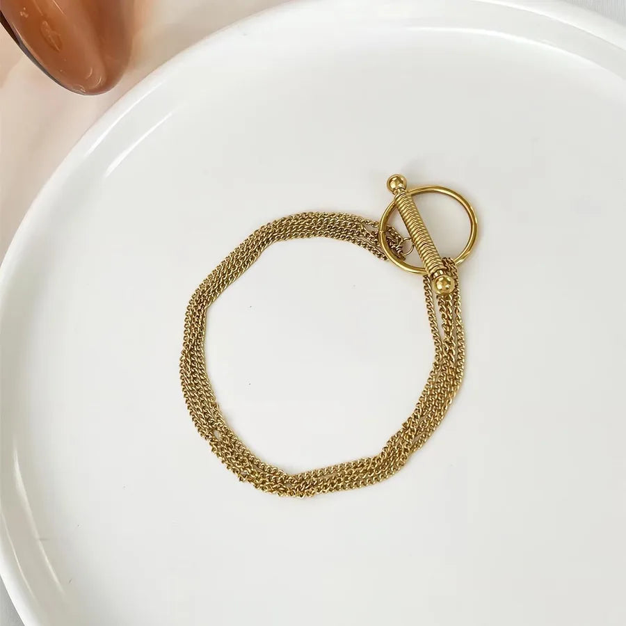 Simple Style Classic Style Geometric 304 Stainless Steel Twisted Rope Chain Bracelets In Bulk