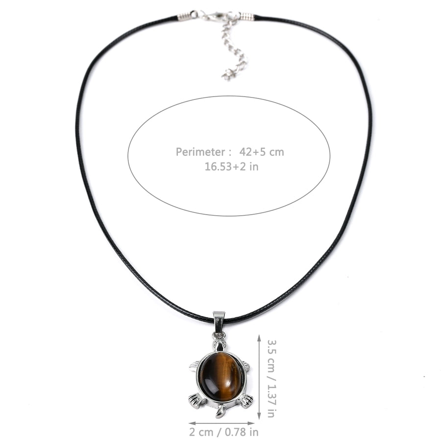 Elegant Simple Style Animal natural stone Leather rope Natural Stone  Pendant Necklace In Bulk