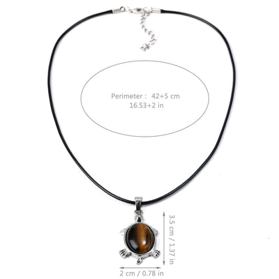 Elegant Simple Style Animal natural stone Leather rope Natural Stone  Pendant Necklace In Bulk