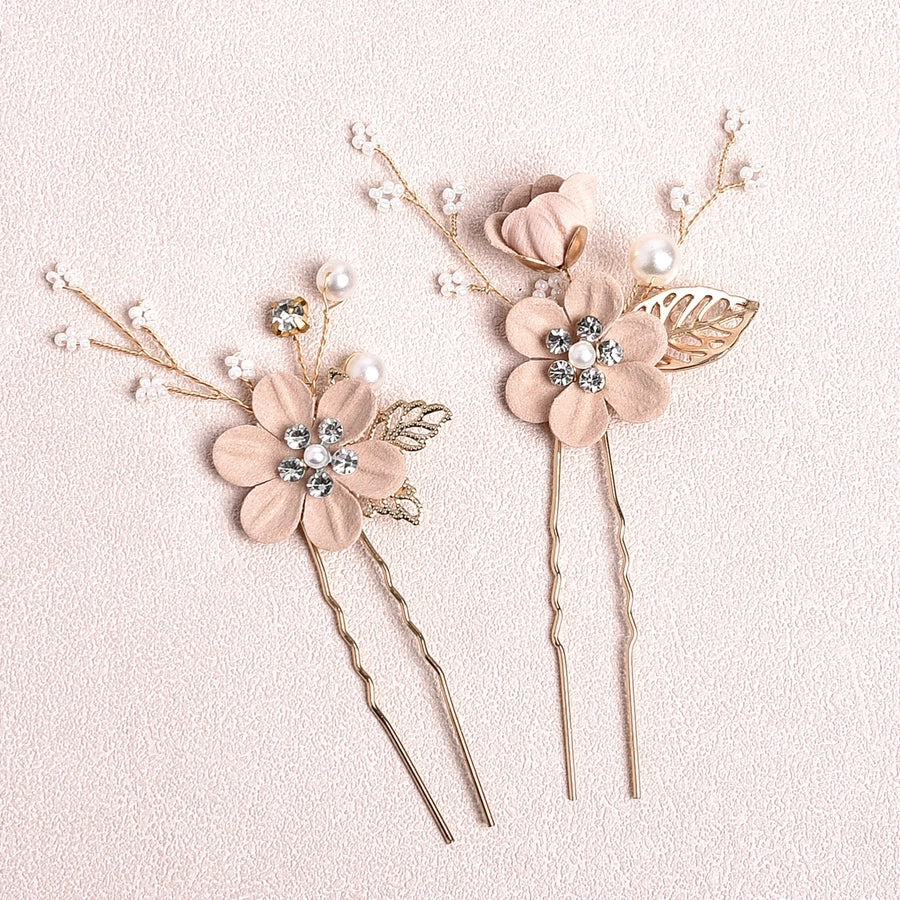 sweet flower alloy cloth hairpin