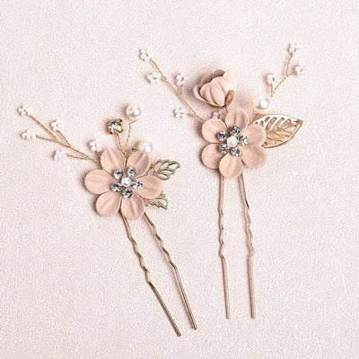 sweet flower alloy cloth hairpin