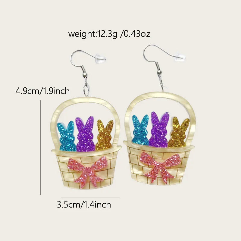 1 Pair Cute Rabbit Arylic Drop Earrings