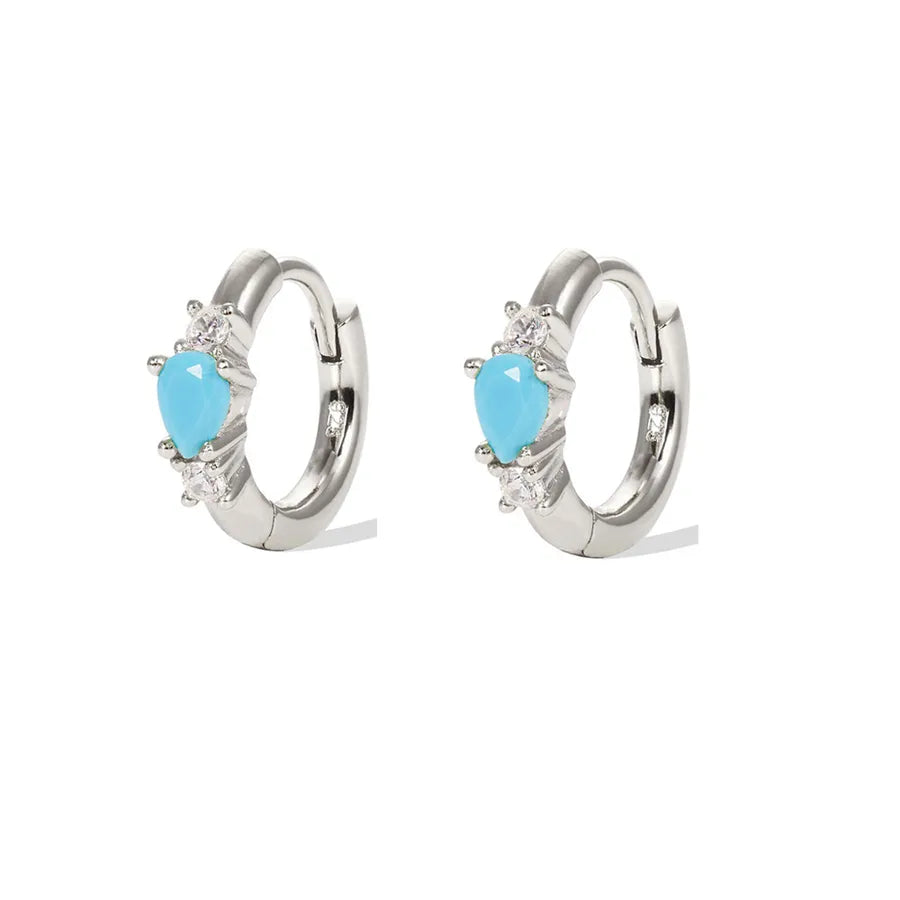 1 Piece 1 Pair 925 Sterling Silver Solid Color 18K Gold Plated White Gold Plated Hoop Earrings