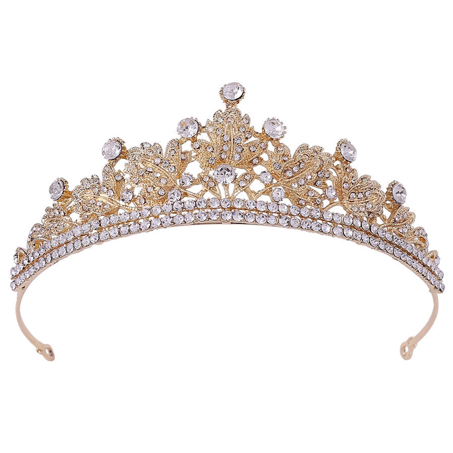 fashion leaf crown alloy inlay rhinestones crown 1 piece