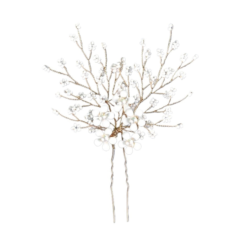 women's simple style flower artificial pearl alloy inlay zircon hairpin