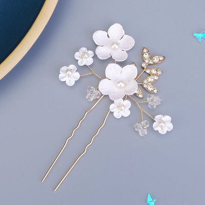 Women's Sweet Flower Imitation Pearl soft clay Plating Inlay Artificial Pearls Hairpin