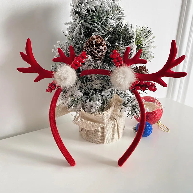 Christmas Fashion Women'S Antlers Flocking Handmade Hair Band