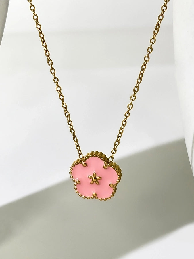 Jewelry Simple Style Heart Shape Flower 304 Stainless Steel Pendant Necklace