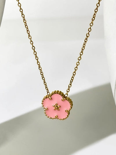 Jewelry Simple Style Heart Shape Flower 304 Stainless Steel Pendant Necklace