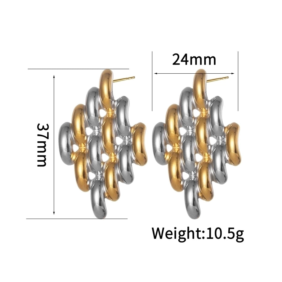 1 Pair Artistic Geometric Waves Plating 304 Stainless Steel Ear Studs