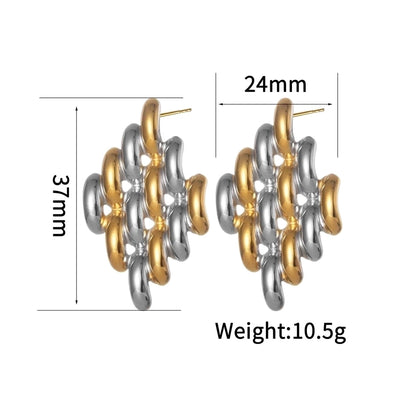 1 Pair Artistic Geometric Waves Plating 304 Stainless Steel Ear Studs