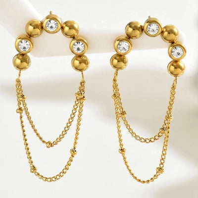 1 Pair Vintage Style French Style Tassel 201 Stainless Steel 18K Gold Plated Drop Earrings