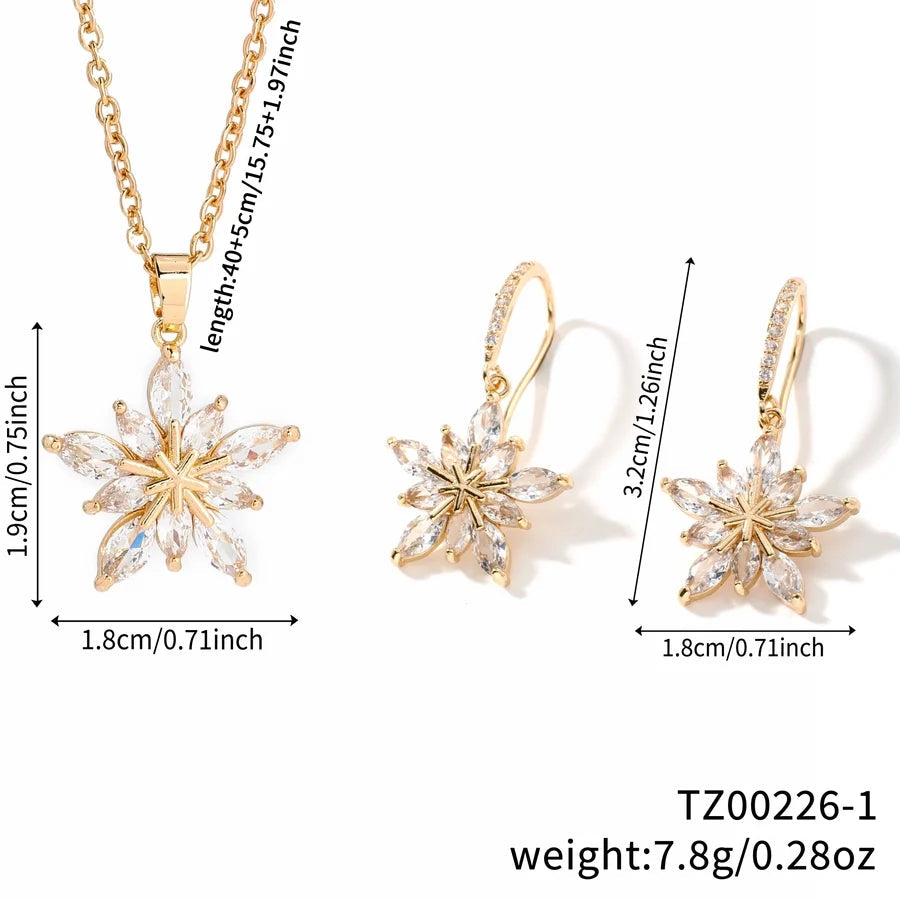 Elegant Personality Fashion Snowflake Suit, 3-Piece Fashion Simple Pendant Necklace and Earrings Suit, Suitable for Daily Wear, Party and Valentine's Day Gifts
