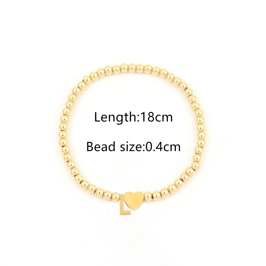 304 Stainless Steel Copper Letter Heart Shape Bracelets