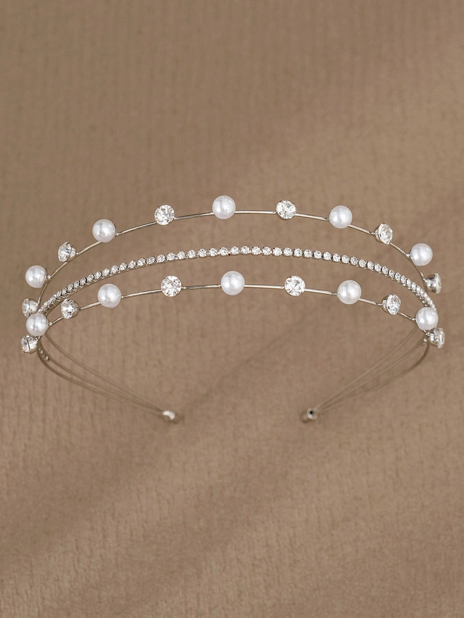 simple style geometric rhinestone plating hair band