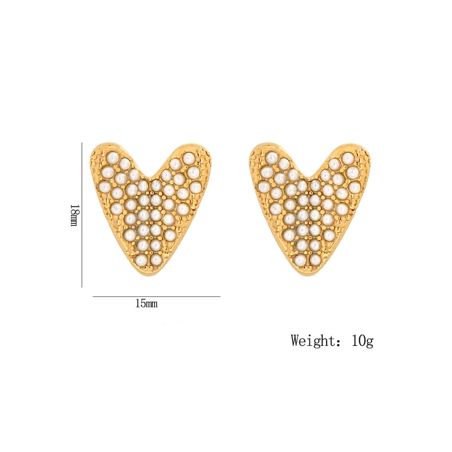 1 Pair Elegant Heart Shape 304 Stainless Steel 18K Gold Plated Ear Studs
