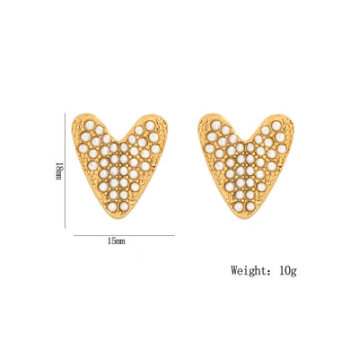 1 Pair Elegant Heart Shape 304 Stainless Steel 18K Gold Plated Ear Studs