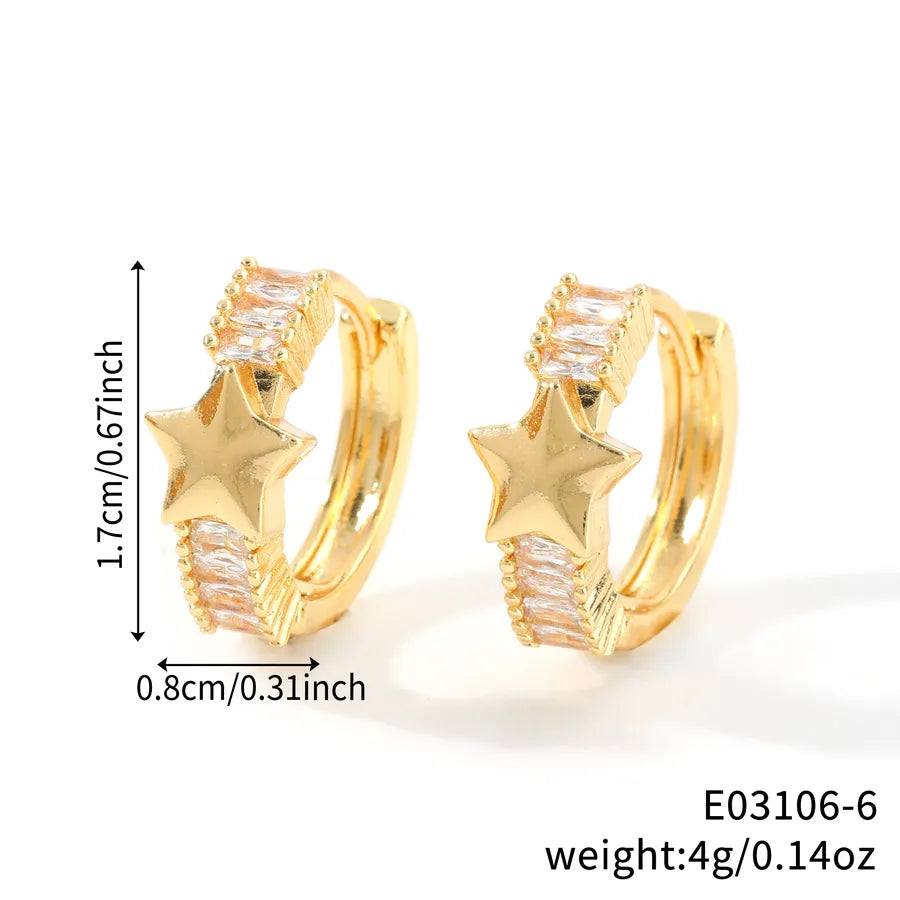 1 Pair Shiny Heart Shape Plating Copper Zircon K Gold Plated Rhodium Plated Earrings