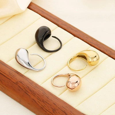 Jewelry Vintage Style Water Droplets 304 Stainless Steel 18K Gold Plated Open Rings