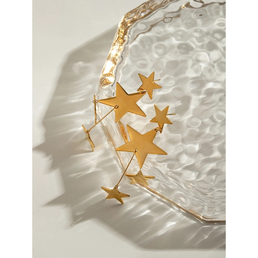 1 Pair Classic Style Star 304 Stainless Steel Drop Earrings