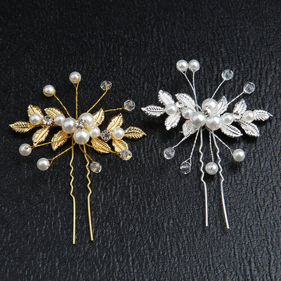 retro flower alloy handmade artificial rhinestones artificial pearls hairpin