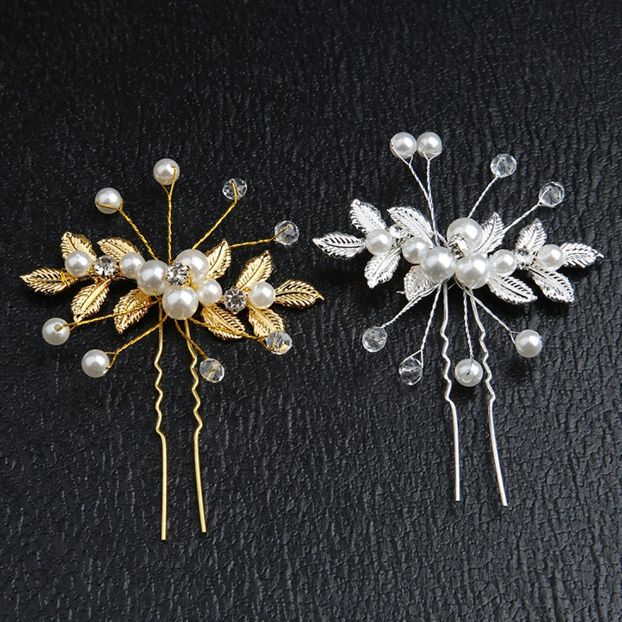 retro flower alloy handmade artificial rhinestones artificial pearls hairpin