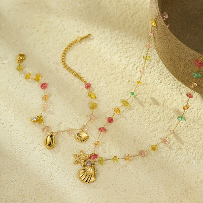 Jewelry Lady Starfish Shell 304 Stainless Steel Plating Jewelry Set