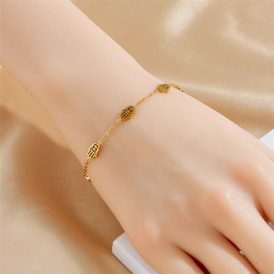 Vintage Style Palm Eye 304 Stainless Steel Bracelets In Bulk