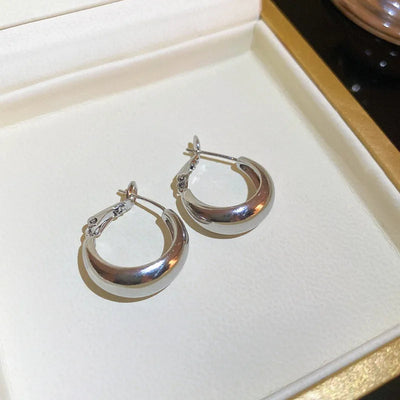 retro c shape solid color metal plating women's earrings 1 pair