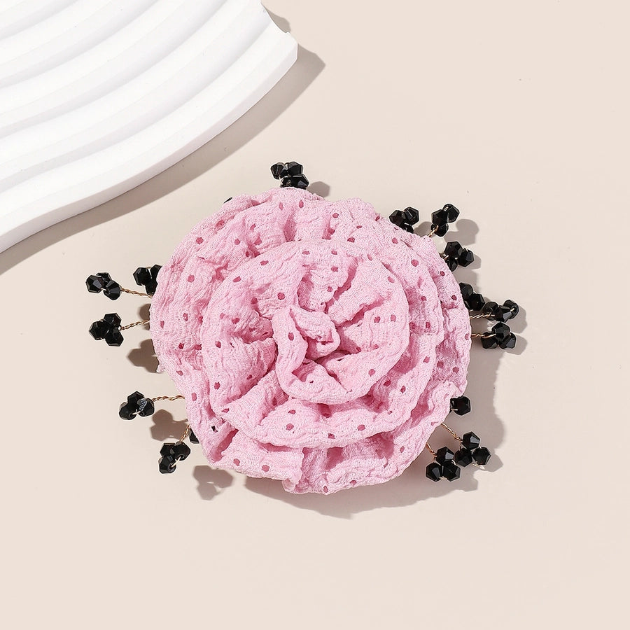 Women's Sweet Solid Color Flower Cloth Flowers Hair Clip