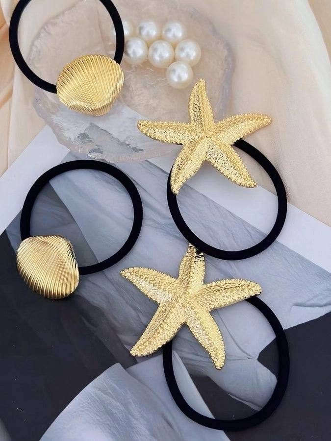 Women's Marine Style Simple Style Starfish Solid Color Shell Alloy Hair Tie