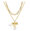 Jewelry Elegant Streetwear Bow Knot 304 Stainless Steel Plating Double Layer Necklaces