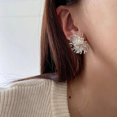 s925 silver needle retro exaggerated fireworks earrings elegant earrings irregular simple unique earrings