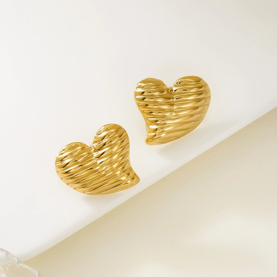 1 Pair Elegant Heart Shape Butterfly Bow Knot 201 Stainless Steel Ear Studs