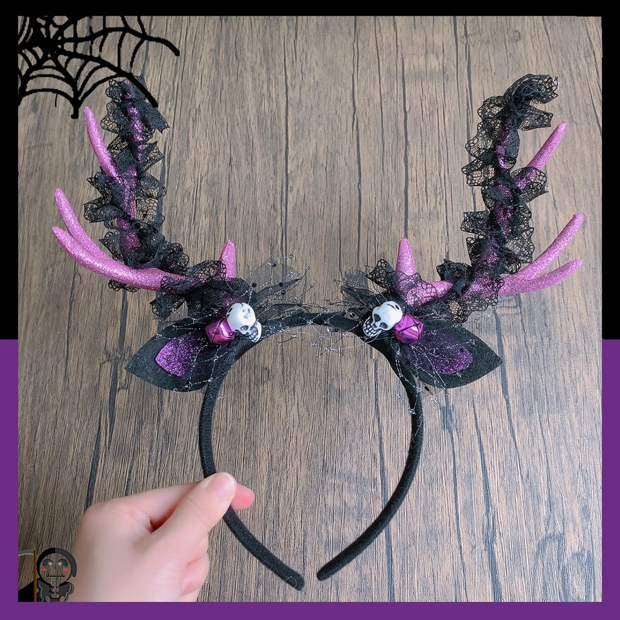 Halloween Cute Funny Women's Pumpkin Antlers Hair Band Party Headpieces