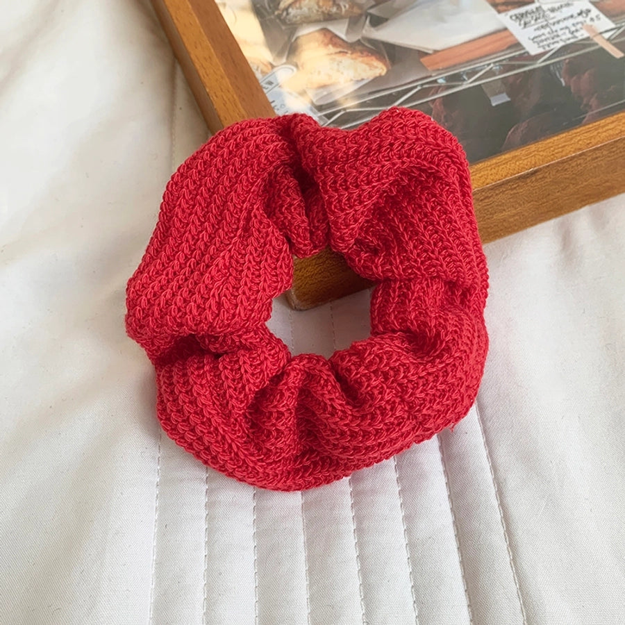 Women's Casual Plaid Solid Color Cloth Fabric Flannel Hair Tie